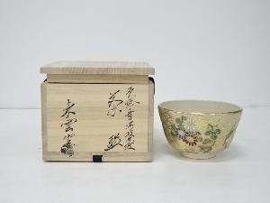 京焼　東雲窯造　色絵青海波丸紋茶碗（共箱）